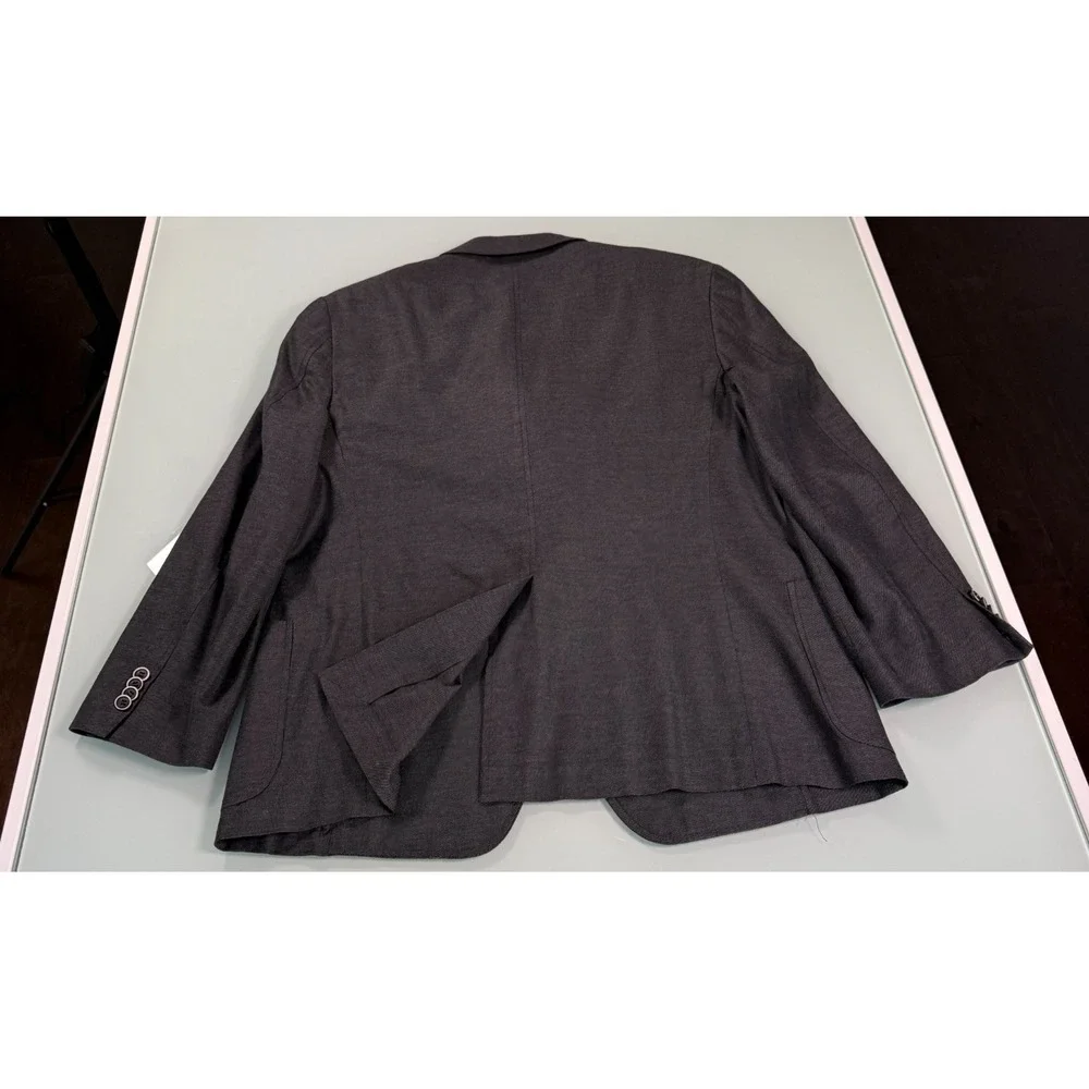 Joseph Abboud Blazer Jacket Mens Dark Gray 100% Cotton Peek Lapel  - 44 Short